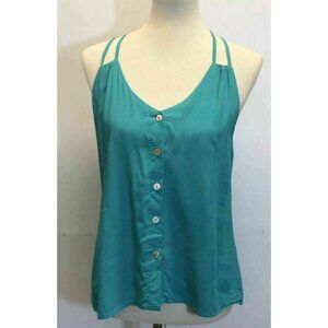 Swell In My Mind Button Tank Top Teal Size Small NWOT